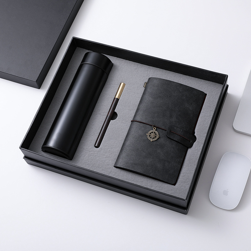 Travel Journal Notebook, Insulated Bottle & Ballpoint Pen Gift Set