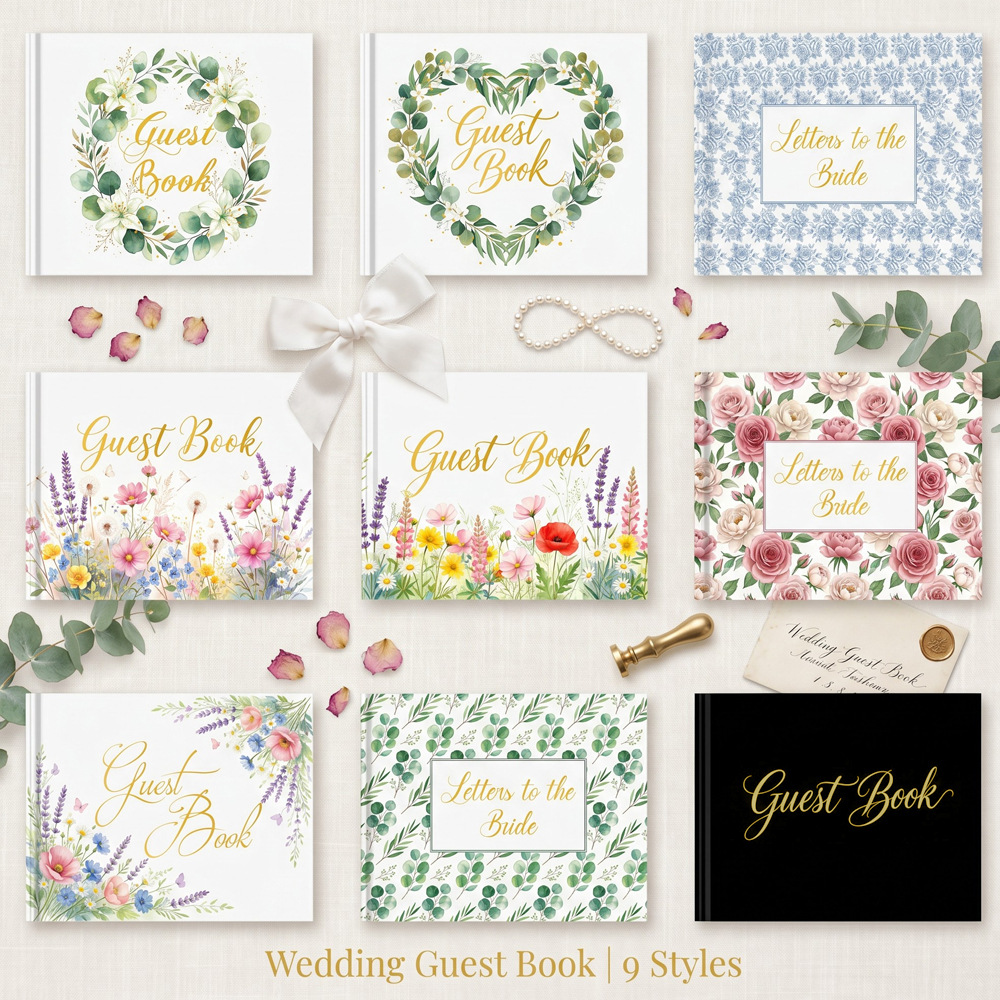230 × 170 mm Coated Paper Board-Mounted Guestbook
