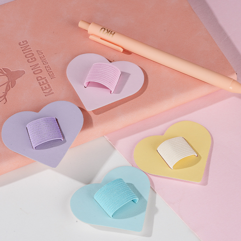 Heart-Shaped Vegan Leather Adhesive Pen Holder