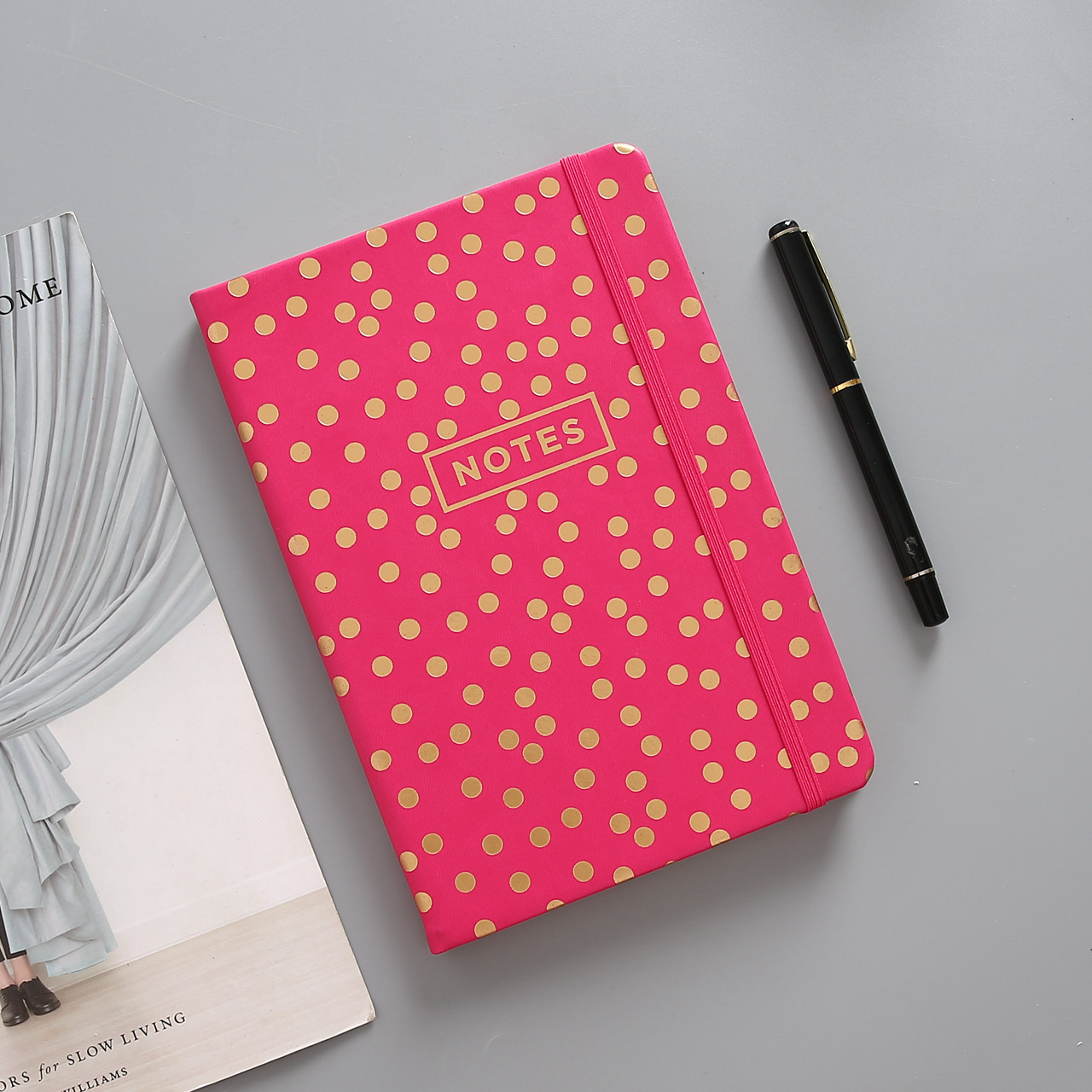 Matte-Laminated Coated Paper Hardcover Notebook with Elastic Band
