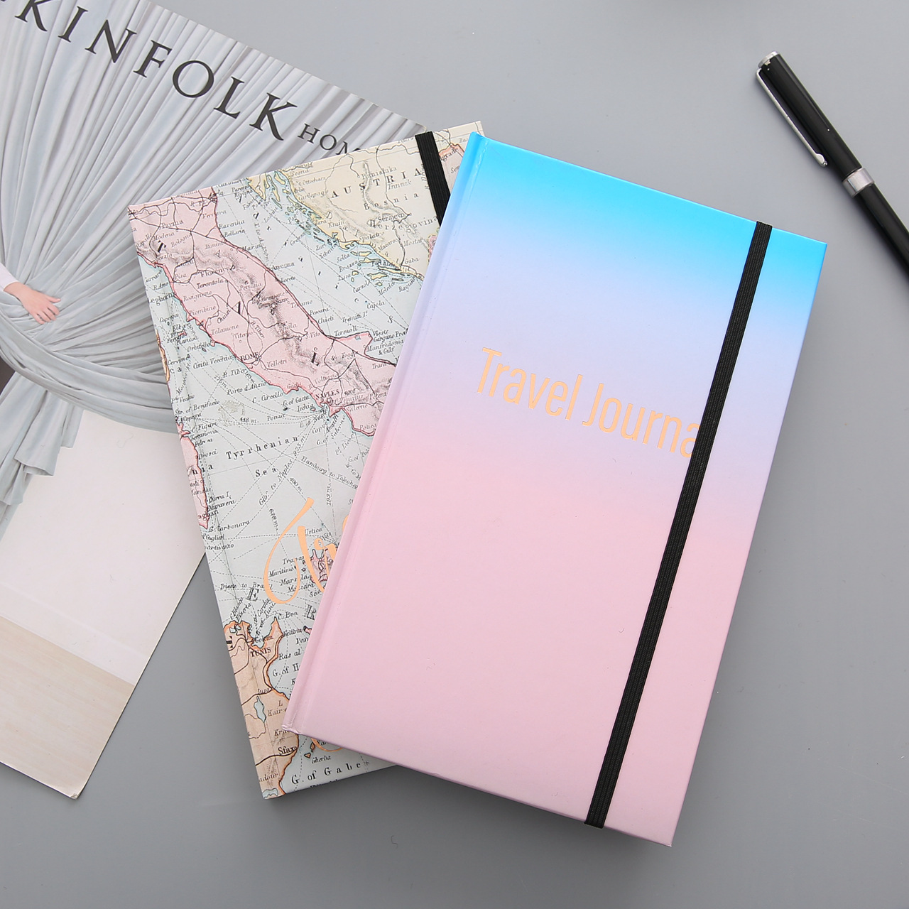 Coated Paper Hardcover Notebook with Elastic Band