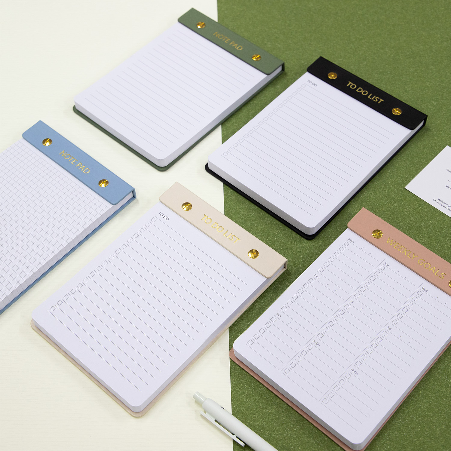 Vegan Leather Hardcover Top-Bound Notepad with Metal Rivets