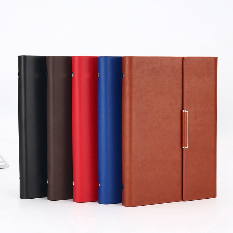Vegan Leather Hardcover 6-Ring Organizer Notebook with Magnetic Closure