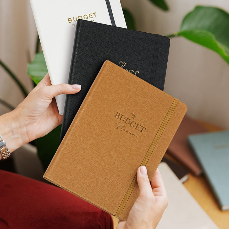 Leather-Grain Vegan Leather Hardcover Planner with Elastic Band
